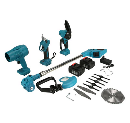Aku set 4u1 – škare, puhač, trimer i pila sa 2 baterije novo