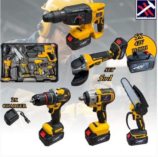 HAMMER TOOLS 5u1 Set - 5 baterija 42V NOVO