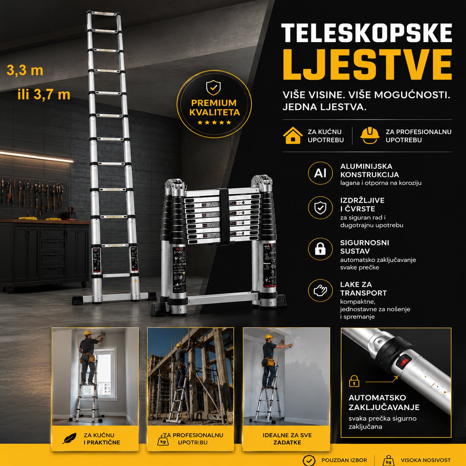 Teleskopske aluminijske ljestve